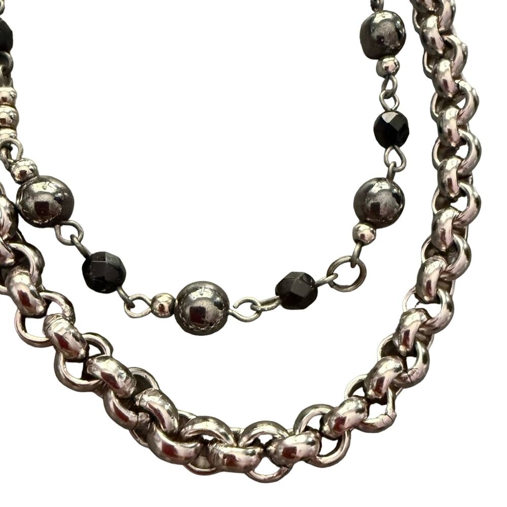 Sabika Double Strand Beaded Chainlink Necklace